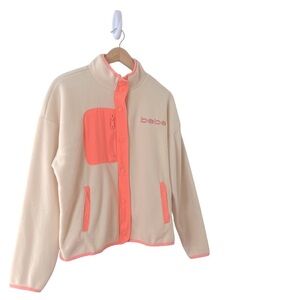 bebe Sport Polar Fleece Snap Cream Pink Jacket Sz M